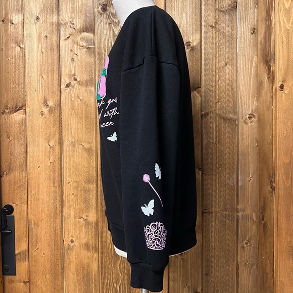 Wicked Medium Black Crewneck Sweatshirt Sequins Butterflies Elphaba Theatre Kid - Picture 6 of 10